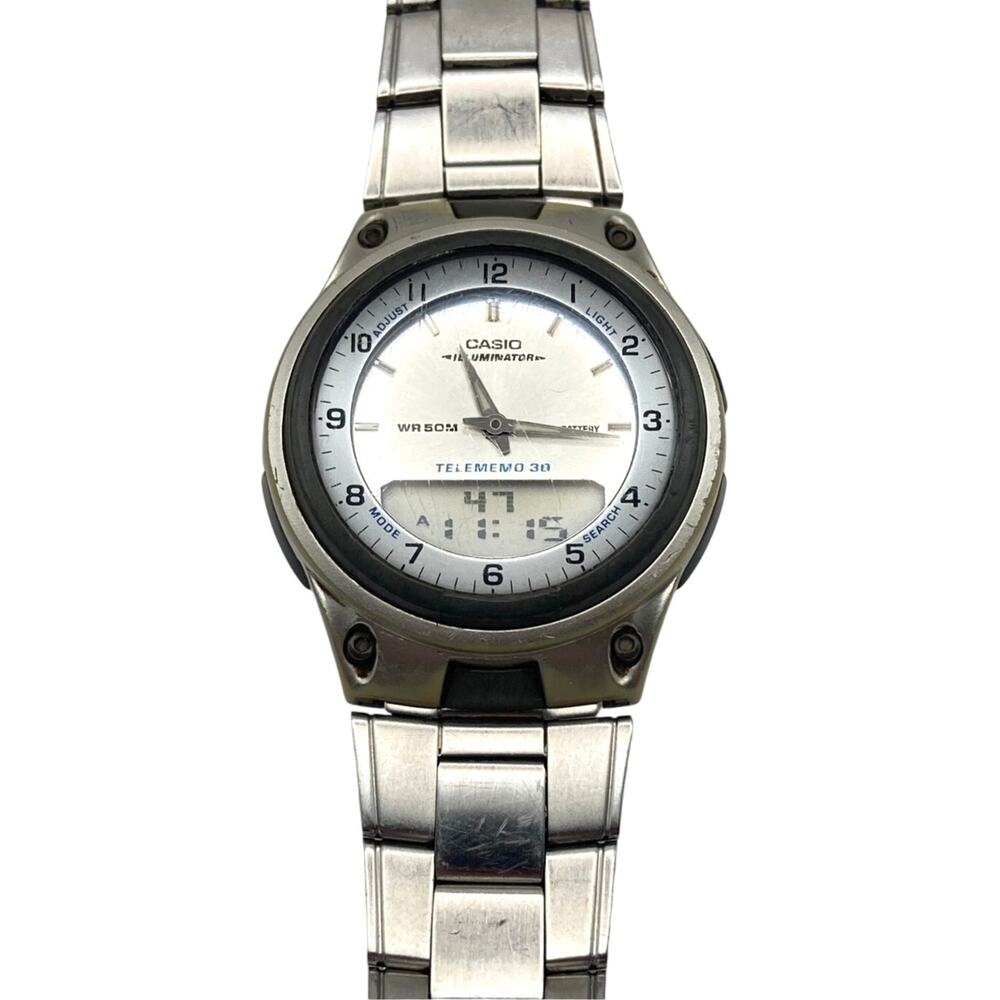 Casio Illuminator Digital Analog Combo Men's Watch 40mm Fresh Battery - Telememo